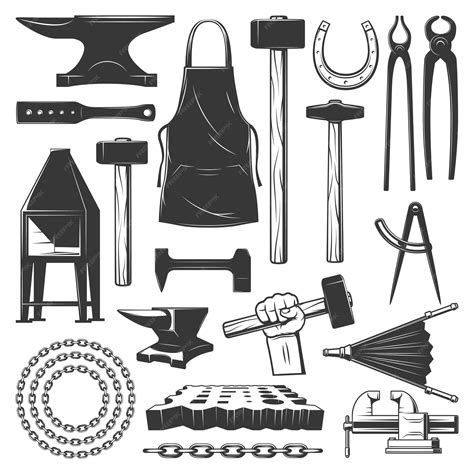 Premium Vector | Blacksmith metalwork workshop tools