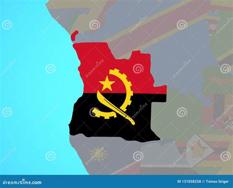 Angola with flag on map stock illustration. Illustration of countries ...