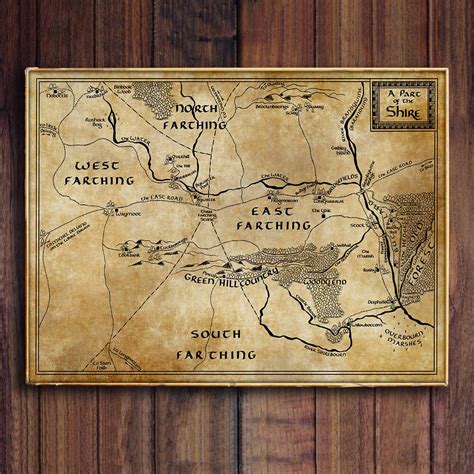 The Shire Map Lord Of The Rings Shire Fields Gollum Bilbo Map Earth Middle Lord Rings Gladden ...