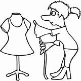 Dress Outline Coloring  seamstress Colouring Pages Colori Disegni sketch template