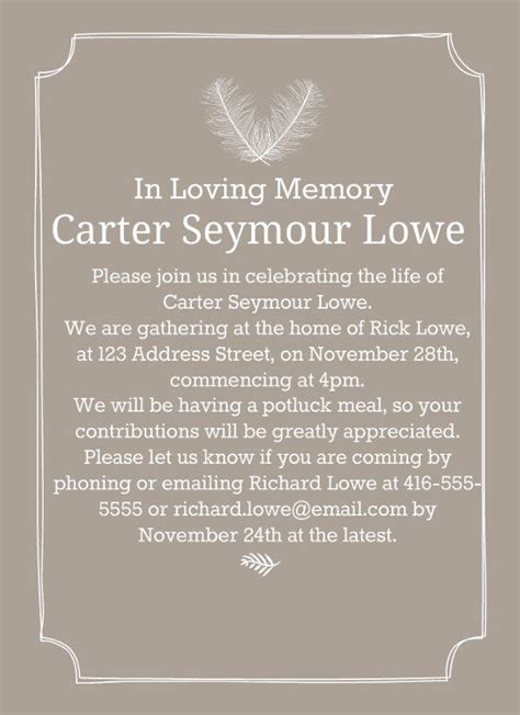 39 Best Funeral Reception Invitations | Memorial service invitation ...