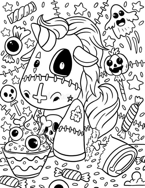 Horror Spooky Gothic Coloring Page for Adult Stock Illustration ...