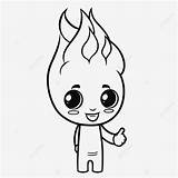 Cartone Animato Omino Con Fiamme Pagina Da Colorare Stampabile Schizzo  sketch template