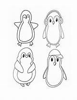 Four Penguins coloring Page  Download Print Or Color Online For Free sketch template
