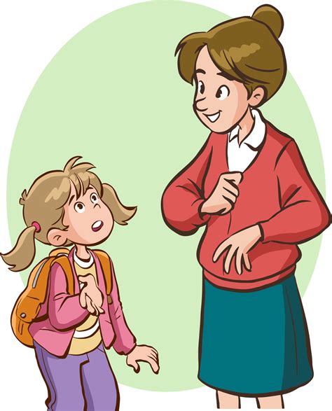 mom talk to her daughter gently cartoon vector 17309593 Vector Art at ...