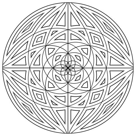 Mandala concentric lines - Mandalas Adult Coloring Pages