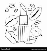 Lipstick Lip Prints coloring page Female Vector Image sketch template