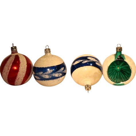 Poland Hand Painted Christmas Ornaments Set of 4 Mica Glitter 2 IN from hoosiercollectibles on ...