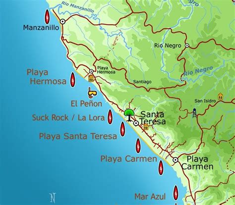 Santa Teresa Map Costa Rica | Island Maps