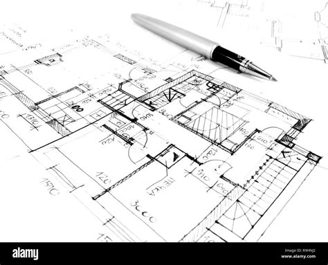 architectural drawing plan of house project - architecture, engineering ...