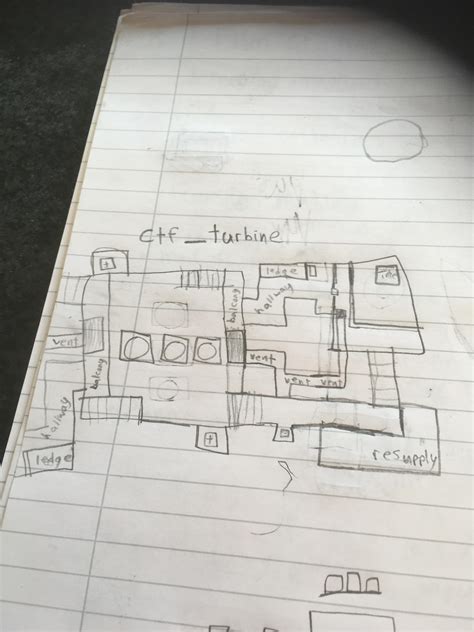 I drew a map of Turbine in school. Pleas excuse how I ran out of space for the other end. : tf2