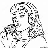 Pop Singer With Microphone Coloring Page  Pagescom sketch template