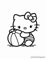 Hello Kitty Coloring Pages > kitty With A beach Ball  Planet sketch template