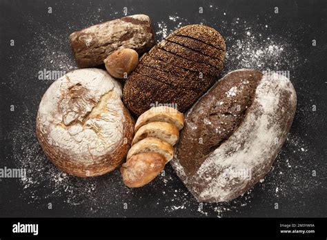 Flat lay delicious bread concept Stock Photo - Alamy