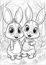 Two Little rabbits In The Forest  1 Rabbit & Bunny Coloring Pages sketch template