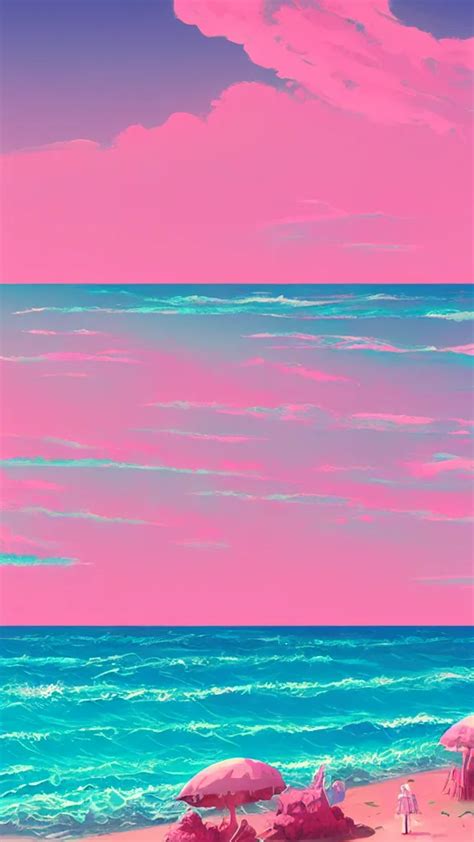 Lexica – ocean blush | Alien planet, Pink ocean, Beautiful beaches