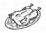 Roasted Chicken Colouring Pages Sketch Coloring Page sketch template