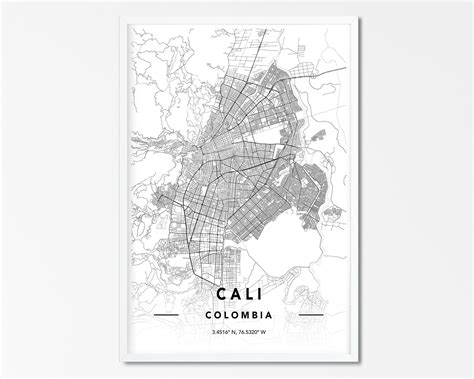 Cali Colombia Map Print Custom City Map Print Cali Map | Etsy in 2021 ...