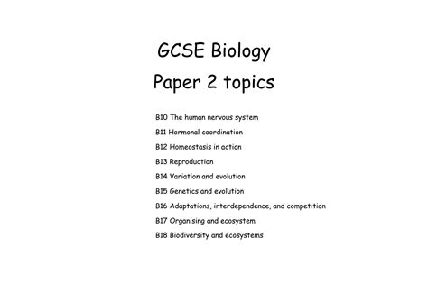 SOLUTION: GCSE Biology paper 2 REVISION - Triple Science - Studypool