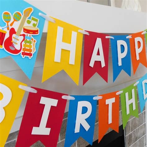 Music Banner Happy Birthday Banner Musical Party Decorations - Etsy