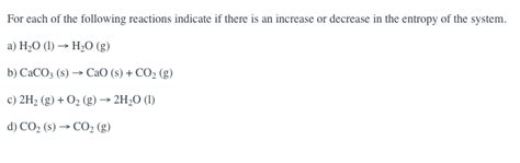 Solved For each of the following reactions indicate if there | Chegg.com