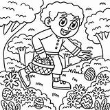 Boy Searching For Easter Egg Coloring Page 13801587 Vector Art At Vecteezy sketch template