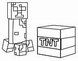 Minecraft Creeper With Tnt Block Coloring Page  Free Printable sketch template