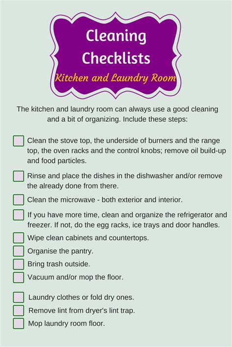 Cleaning checklist – Kitchen and Laundry Room http://www.housecleaning-london.co.uk/blog ...