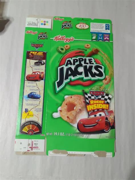 KELLOGG'S DISNEY PIXAR Cars Movie Empty Flat Apple Jacks Cereal Box $4.99 - PicClick