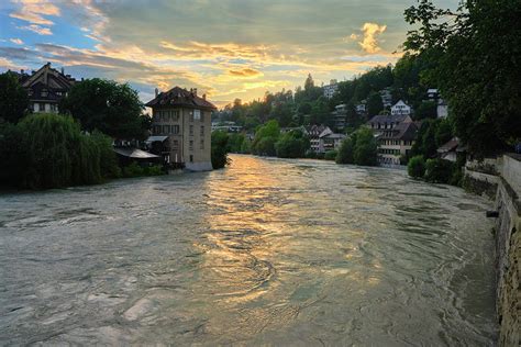 Aar river. Bern at sunset. Switzerland Photograph by Guido Montanes Castillo