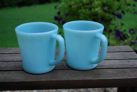 Vintage Fire King Delphite Blue Coffee Mugs