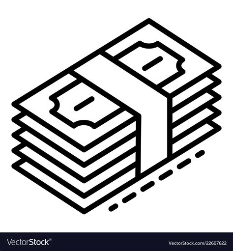 Dollar money stack icon outline style Royalty Free Vector