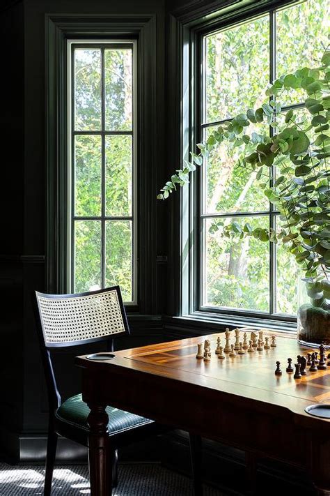Bay Window with Chess Game Table - Transitional - Den/library/office