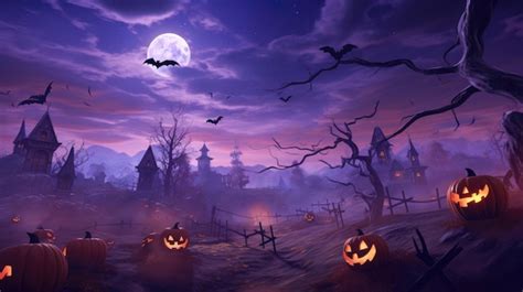 Premium AI Image | Purple Sky Halloween Background Illustration