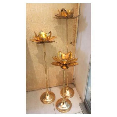 Gold Leafing Pedestal Lotus Candle Holder Set Of 3 Pcs, Rs 2950 /set | ID: 15268646688