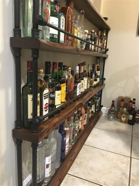 DIY Home Bar with Liquor Bottles and Glasses