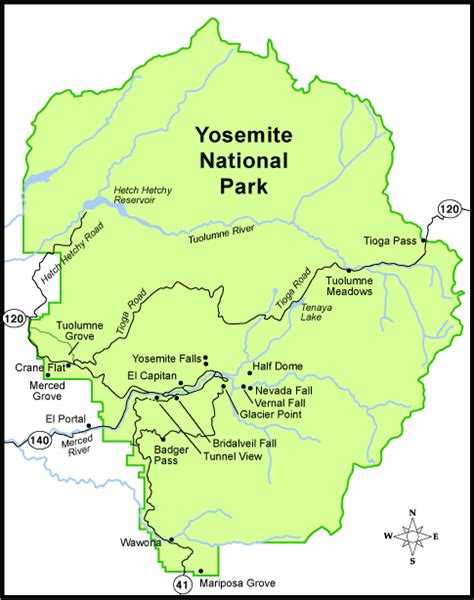 Yosemite Map of Landmarks & Must See | Yosemite national park map, Yosemite trip, Yosemite map