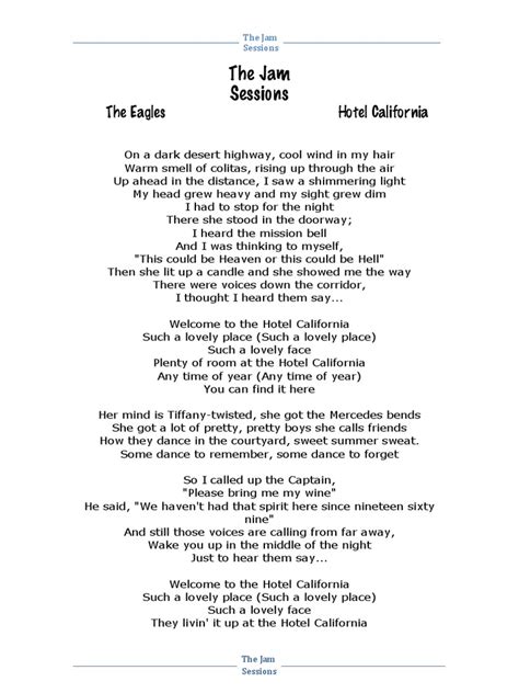 Hotel California Lyrics | PDF