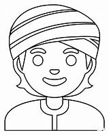 Person Wearing Turban Emoji coloring Page  ColouringPages sketch template