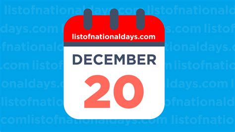 DECEMBER 20TH: National Holidays,Observances & Famous Birthdays