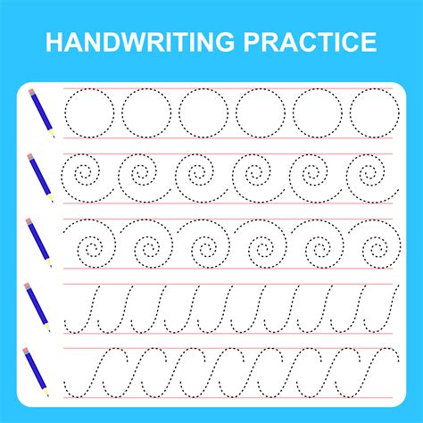 Handwriting practice sheet. Educational children game, printable worksheet for kids. Preschool ...