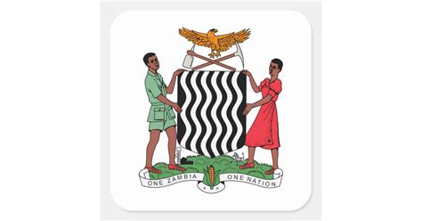 Zambia Coat of Arms Square Sticker | Zazzle