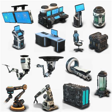 3D model PBR Sci Fi Props Low Poly collection | CGTrader | Sci fi props ...
