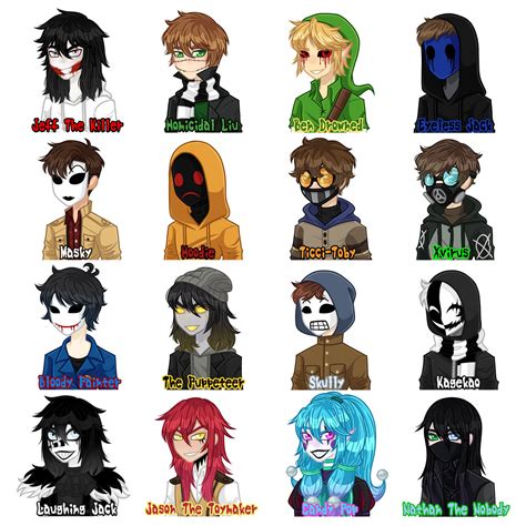 [Creepypasta] Characters 1 by BeamB2 on DeviantArt