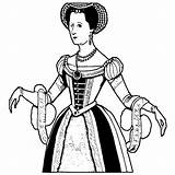 16th Century Lady Coloring Page · Creative Fabrica sketch template