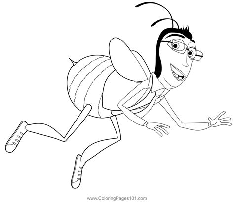 The Adam Flayman Bee Coloring Page for Kids - Free Bee Movie Printable ...