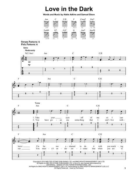 Adele "Love In The Dark" Sheet Music Notes | Download Printable PDF Score 122865