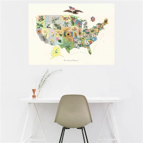 Flower Map Print of the United States Our national | Etsy