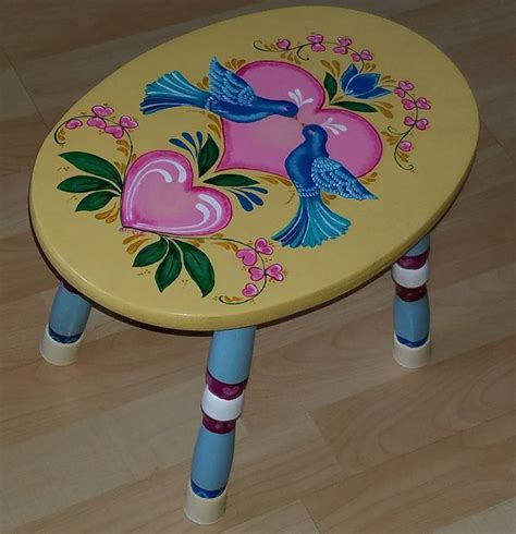 Little wooden stool | Wooden stools, Decorative painting, Wooden