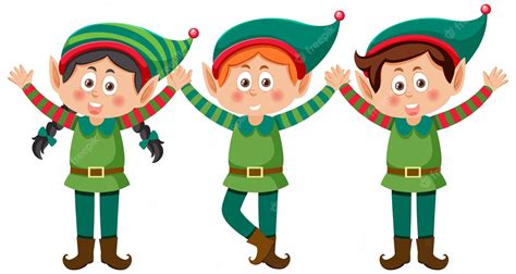 Premium Vector | Three Christmas elves cartoon characters